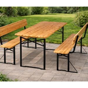 Градинска маса с пейки с облегалки